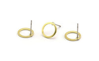 Brass Circle Earring, 10 Raw Brass Circle Stud Earrings (10x0.80mm) A2576 A6040