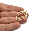 Brass Drop Charm, 4 Raw Brass Drop Shaped Charms With 1 Loop, Findings (42x25x0.60mm) A6429