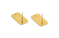 Gold Rectangle Earring, 2 Gold Plated Brass Rectangle Stud Earrings (20x10x1mm) D1144 A2027