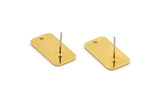Gold Rectangle Earring, 2 Gold Plated Brass Rectangle Stud Earrings (20x10x1mm) D1144 A2027
