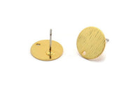 Gold Round Earring, 4 Textured Gold Plated Brass Round Stud Earrings With 1 Hole (12x0.70mm) E081 A2010