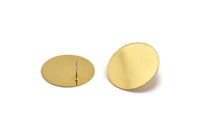 Gold Round Earring, 2 Gold Plated Brass Round Stud Earrings (25mm) A1703 A2144