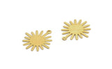Gold Sun Charm, 8 Textured Gold Plated Brass Sun Charms With 1 Loop, Findings (24x22x0.40mm) A1897