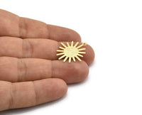 Gold Sun Charm, 8 Textured Gold Plated Brass Sun Charms With 1 Loop, Findings (24x22x0.40mm) A1897