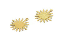 Gold Sun Charm, 8 Textured Gold Plated Brass Sun Charms With 1 Loop, Findings (24x22x0.40mm) A1897