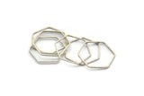 Hexagon Ring Charm, 24 Antique Silver Plated Brass Hexagon Shaped Ring Charms (20x0.6x0.9mm) BS 1204