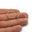 Hexagon Ring Charm, 24 Antique Silver Plated Brass Hexagon Shaped Ring Charms (20x0.6x0.9mm) BS 1204