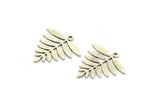 Silver Leaf Charm, 10 Antique Silver Plated Brass Acacia Leaf Charms With 1 Loop, Findings (21x20x0.60mm) A4353 H0340