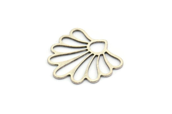Silver Flower Charm, 24 Antique Silver Plated Brass Flower Charms, Charm Pendants, Findings (19x19x0.60mm) A4943 Q0681