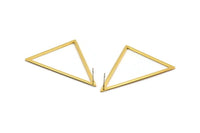 Gold Triangle Earring, 2 Gold Plated Brass Triangle Stud Earrings (53x53x40mm) Bs-1307 A1749