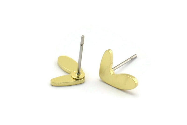 Brass Heart Earring, 10 Raw Brass Heart Stud Earrings (11x8x1mm) M705 A6569