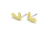 Brass Heart Earring, 10 Raw Brass Heart Stud Earrings (11x8x1mm) M705 A6569