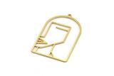 Brass Face Charm, 2 Raw Brass Man And Woman Face Charms With 1 Loop, Findings (39x24x0.80mm) A6676