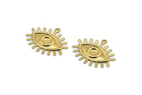 Gold Eye Charm, 4 Gold Plated Brass Eye Charms With 1 Loop, Pendants, Earrings (26x22x1mm) A1201