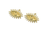 Gold Eye Charm, 4 Gold Plated Brass Eye Charms With 1 Loop, Pendants, Earrings (26x22x1mm) A1201