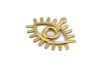 Gold Eye Charm, 6 Gold Plated Brass Eye Charms With 1 Loop, Pendants, Earrings (26x22x1mm) A1203
