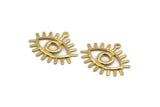 Gold Eye Charm, 6 Gold Plated Brass Eye Charms With 1 Loop, Pendants, Earrings (26x22x1mm) A1203