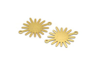 Gold Sunny Connector, 6 Gold Plated Brass Sunny Connectors With 2 Loops (27x22x0.40mm) A1183