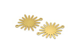 Gold Sunny Connector, 6 Gold Plated Brass Sunny Connectors With 2 Loops (27x22x0.40mm) A1183