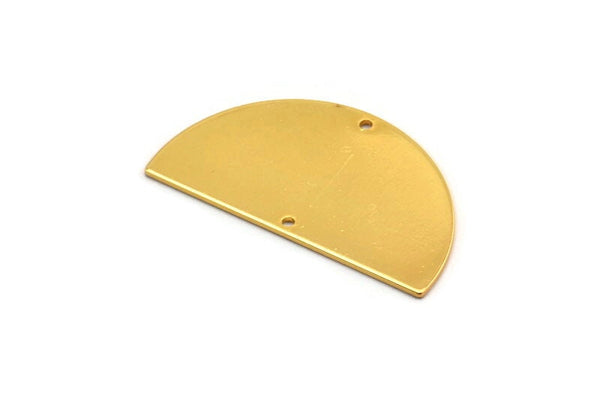Semi Circle Charm, Gold Plated Brass Half Moon Charm With 2 Holes, Findings, Pendants (38x22x0.80mm) D1111