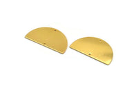 Semi Circle Charm, Gold Plated Brass Half Moon Charm With 2 Holes, Findings, Pendants (38x22x0.80mm) D1111