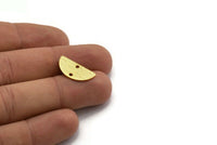 Semi Circle Charm, 4 Textured Gold Plated Brass Half Moon Charms With 2 Holes (20x10x0.80mm) A1908