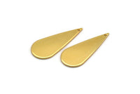 Gold Drop Charm, 2 Gold Plated Brass Drop Charms With 1 Hole, Earrings, Findings (34x14x1mm) D1372