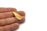 Gold Drop Charm, 2 Gold Plated Brass Drop Charms With 1 Hole, Earrings, Findings (34x14x1mm) D1372