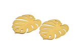 Gold Monstera Charm, Gold Plated Brass Monstera Leaf Charm With 1 Loop, Findings (75x67x0.30mm) D1696