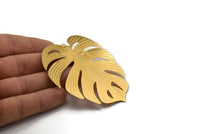 Gold Monstera Charm, Gold Plated Brass Monstera Leaf Charm With 1 Loop, Findings (75x67x0.30mm) D1696