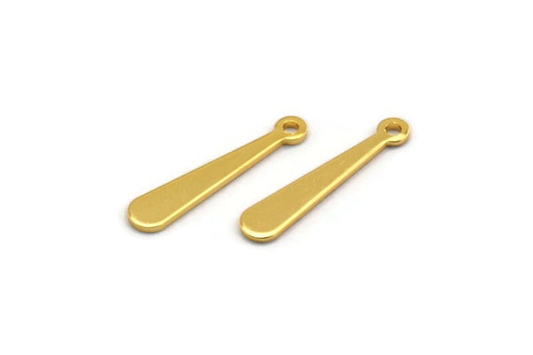 Gold Stick Charm, 12 Gold Plated Brass Stick Charms With 1 Loop, Necklace Bars, Findings (20x4x1.5x0.80mm) A1356