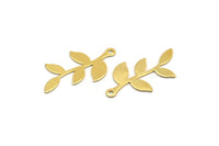 Gold Leaf Charm, 10 Gold Plated Brass Leaf Charms With 1 Loop, Findings (26x14x0.50mm) A1390