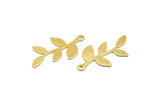 Gold Leaf Charm, 10 Gold Plated Brass Leaf Charms With 1 Loop, Findings (26x14x0.50mm) A1390