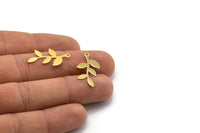 Gold Leaf Charm, 10 Gold Plated Brass Leaf Charms With 1 Loop, Findings (26x14x0.50mm) A1390