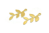 Gold Leaf Charm, 10 Gold Plated Brass Leaf Charms With 1 Loop, Findings (26x14x0.50mm) A1390