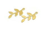 Gold Leaf Charm, 10 Gold Plated Brass Leaf Charms With 1 Loop, Findings (26x14x0.50mm) A1390
