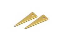 Gold Triangle Charm, 10 Gold Plated Brass Triangle Charms With 1 Hole (23x7x0.60mm) A0164