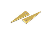 Gold Triangle Charm, 10 Gold Plated Brass Triangle Charms With 1 Hole (23x7x0.60mm) A0164