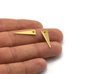 Gold Triangle Charm, 10 Gold Plated Brass Triangle Charms With 1 Hole (23x7x0.60mm) A0164