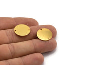 Gold Round Charm, 4 Gold Plated Brass Round Charms With 2 Holes, Blanks (18x0.80mm) M02676