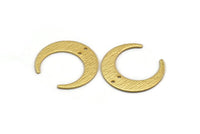 Gold Moon Charm, 2 Textured Gold Plated Brass Crescent Moon Charms With 2 Holes (30x28x0.80mm) A1854