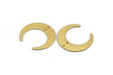 Gold Moon Charm, 2 Textured Gold Plated Brass Crescent Moon Charms With 2 Holes (30x28x0.80mm) A1854
