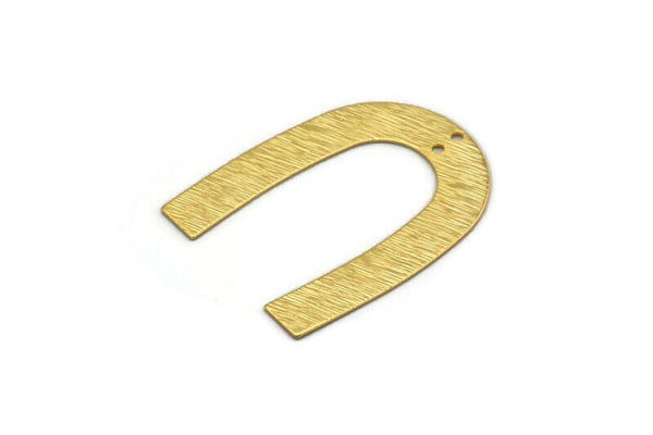 Gold Geometric Charm, 2 Textured Gold Plated Brass U Shaped Pendants With 2 Holes, Charms, Findings (35x27x0.50mm) D0751 H0886