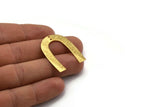 Gold Geometric Charm, 2 Textured Gold Plated Brass U Shaped Pendants With 2 Holes, Charms, Findings (35x27x0.50mm) D0751 H0886