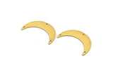Gold Moon Charm, 2 Textured Gold Plated Brass Crescent Moon Charms With 3 Holes, Connectors (35x9x0.80mm) M174