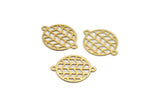 Gold Circle Charm, 24 Gold Plated Brass Circle Connectors With 2 Loops, Findings (12x16x0.30mm) F108