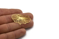 Gold Leaf Charm, 4 Gold Plated Brass Leaf Charms, With 2 Loops, Findings (40x28x0.30mm) F117