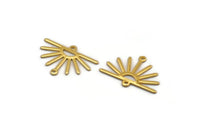 Gold Sun Charm, 8 Gold Plated Brass Sun Charms With 2 Loops (25x17x0.70mm) M01393