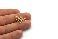 Gold Sun Charm, 8 Gold Plated Brass Sun Charms With 2 Loops (25x17x0.70mm) M01393