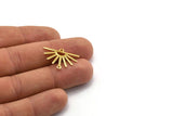 Gold Sun Charm, 8 Gold Plated Brass Sun Charms With 2 Loops (25x17x0.70mm) M01393